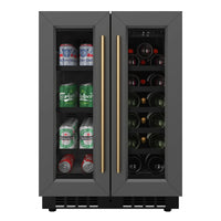 KoolMore Reserve 24 in. French Door Dual Zone Panel Ready Under-Counter Cooler and 20 Bottle Capacity in the Right Zone and 2.1 Cu. Ft. on the Left in Black