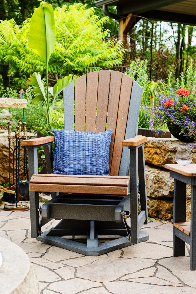 Timbercraft Poly Adirondack Swivel Glider in blue - full view