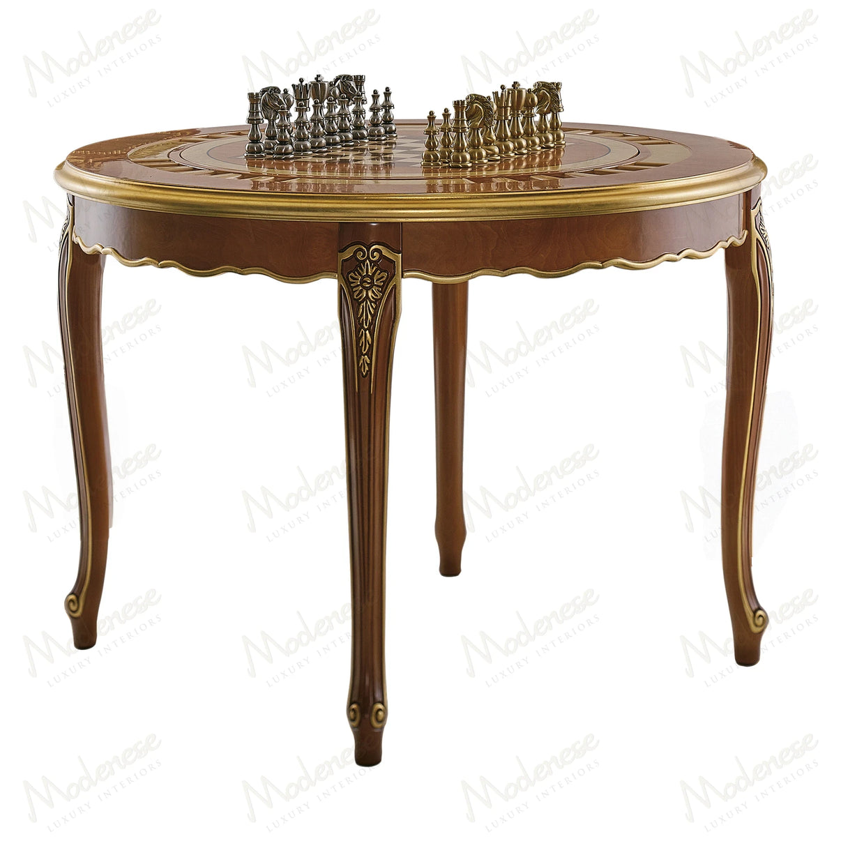 Modenese Royal Blend Gaming Table with inlaid wood top and classic walnut finish - hero view