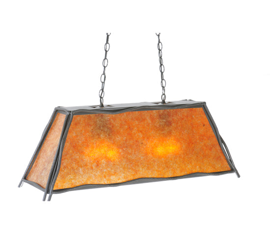 Meyda 37-inch Sticks Oblong Pendant with Amber Mica shade and Wrought Iron finish - hero view