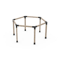 Toja Grid Hexagonal Pergola Kit installed in backyard with hammock