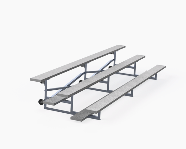PW Athletic 3-Row 15ft Tip and Roll Aluminum Bleachers without guardrails