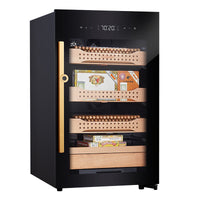 Afidano 850 Count Cigar Humidor Cabinet - front view with low-E glass door and steel exterior