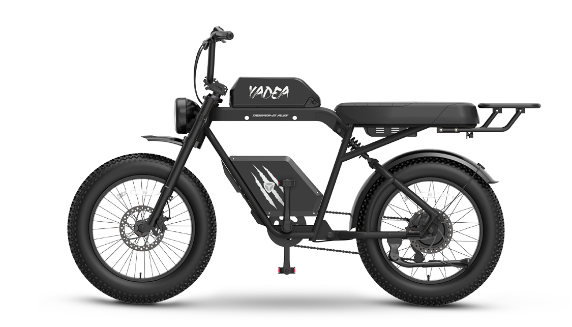 Yadea TROOPER-01 PLUS electric cruiser bicycle in black - hero shot