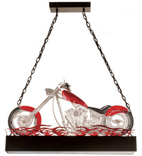 Meyda 38-inch Motorcycle Oblong Pendant light in Black, Red, and Nickel finish - front view