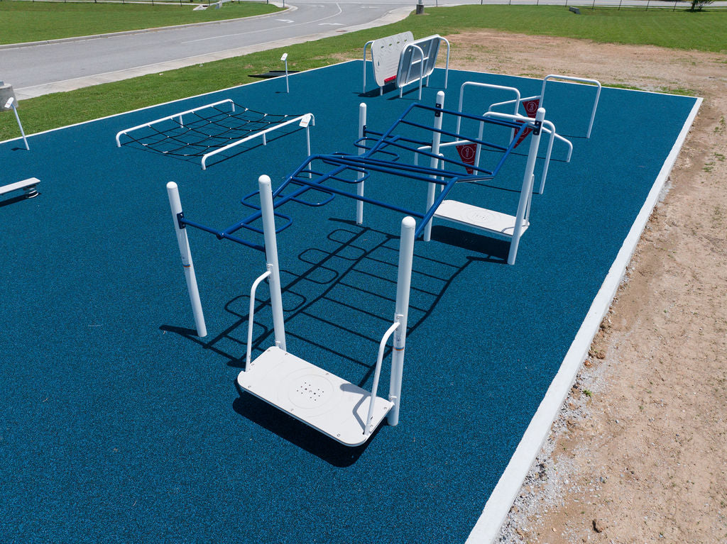 ActionFit Accessible Strength Zone installed outdoors at elementary school playground