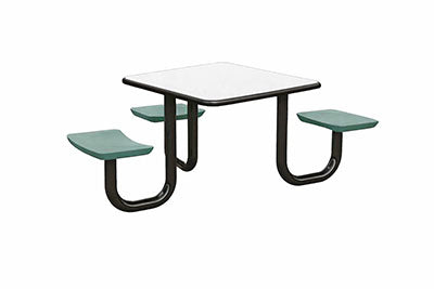 ADA Anchor Table U-Leg with 3 Aqua Seats, Square 42x42 inch - front view