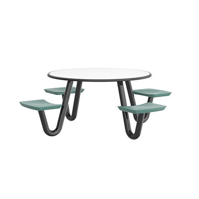 Anchor Table U-Leg 4 Aqua Seats 42 inch Round - heavy-duty institutional dining table
