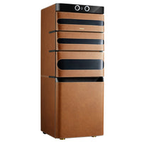 Afidano 1200 Ct Cigar Humidor front view - genuine leather exterior and tower cabinet