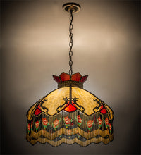 Meyda 21-inch Isabella Pendant with Beige Art Glass and Red Cathedral Accents - front view