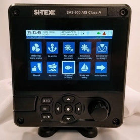SI-TEX SAS-900 Class A AIS Transceiver front view with integrated 6-inch color display