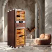 Raching RR980 Luxury Cigar Humidor - Burl Wood & Leather