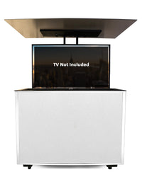 MirageVision 32 Inch Outdoor Premium TV Lift Cabinet - White Exterior White Trim Front View