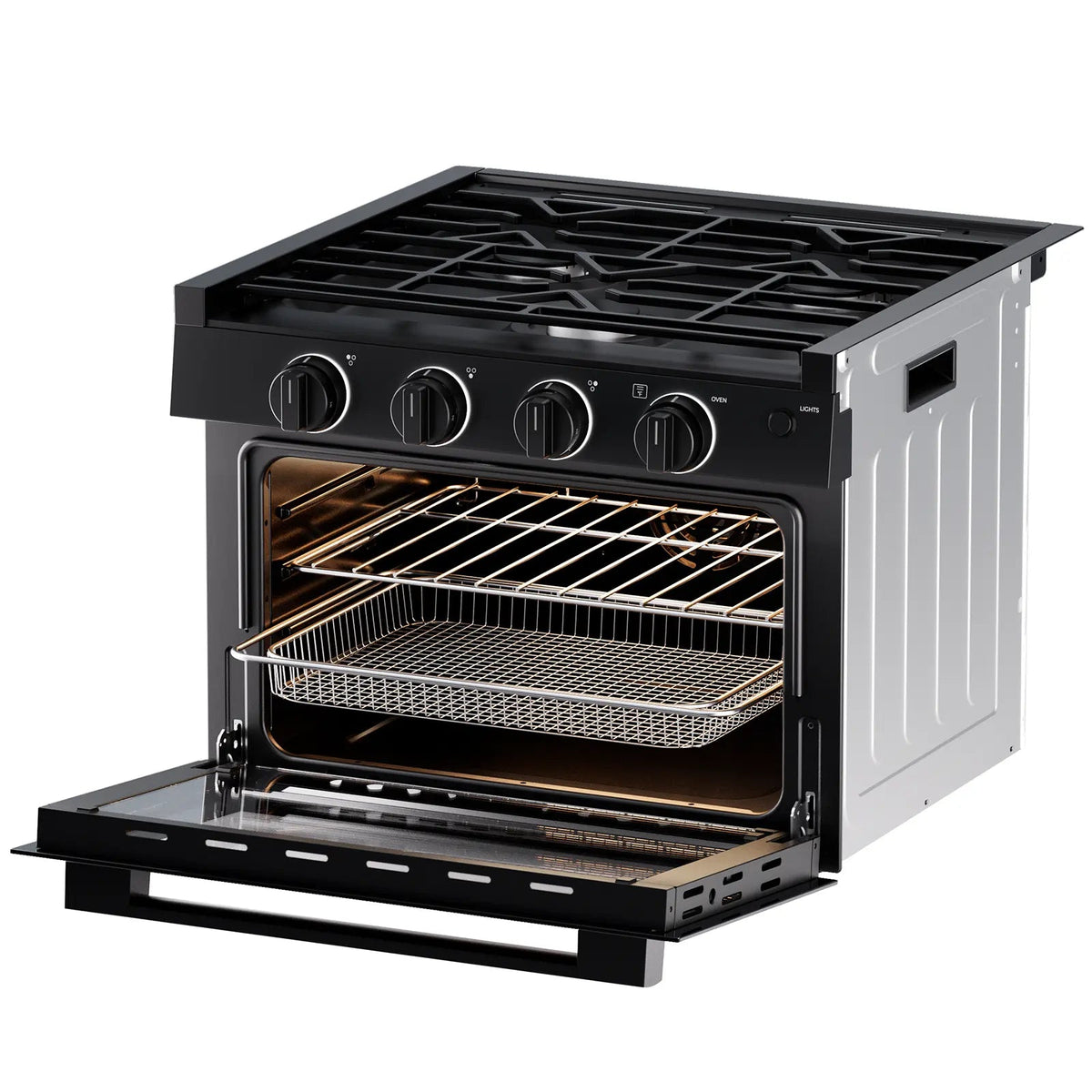 Fogatti 17-inch dual-fuel RV range - alternate angle view