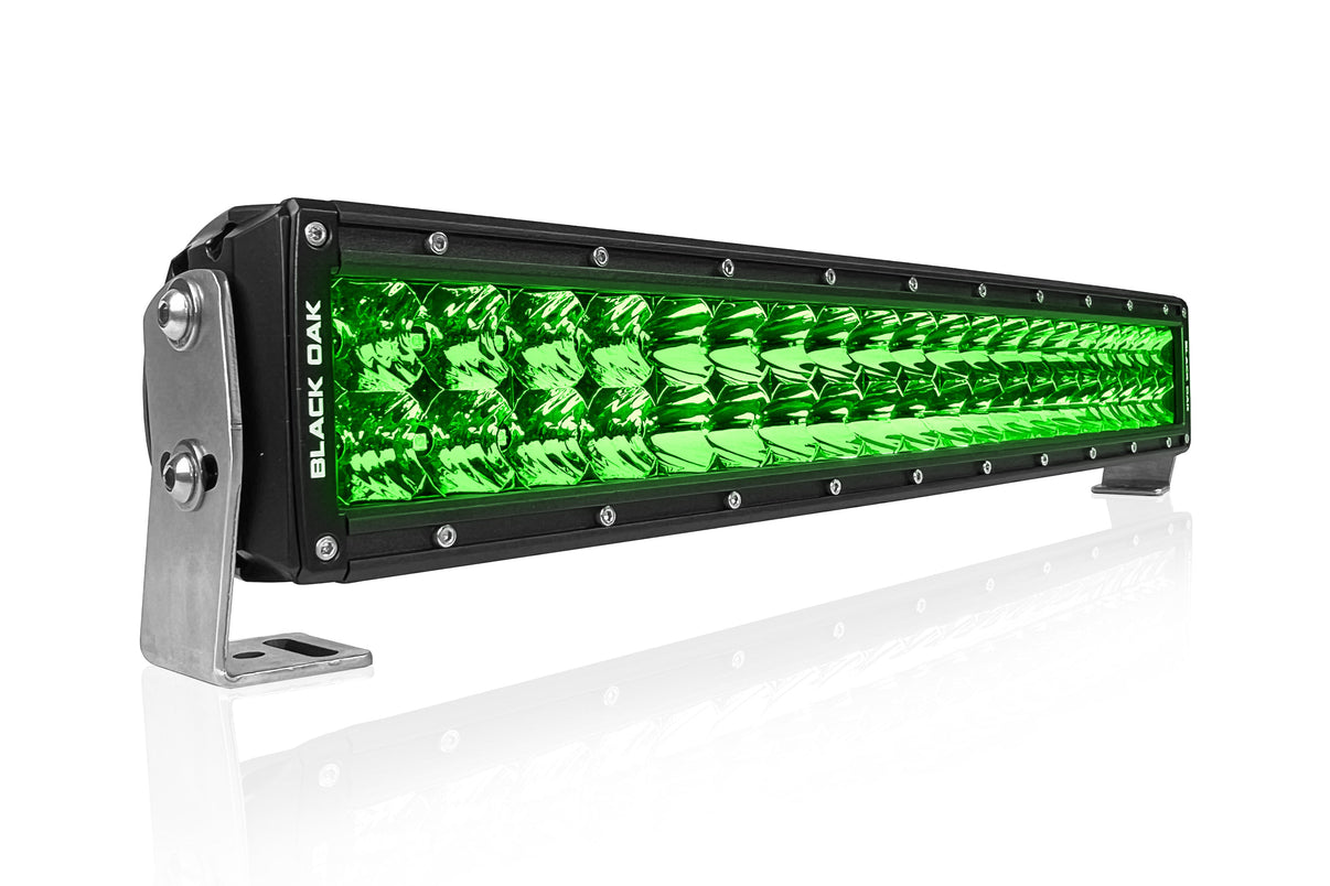 Black Oak LED 20 Inch Curved Green Hog Hunting LED Light Bar side angle view
