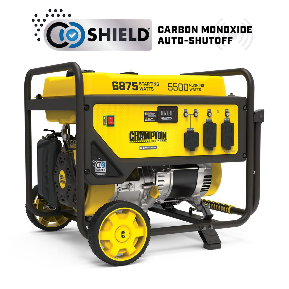 Champion 5500W Portable Generator - front view with CO Shield technology
