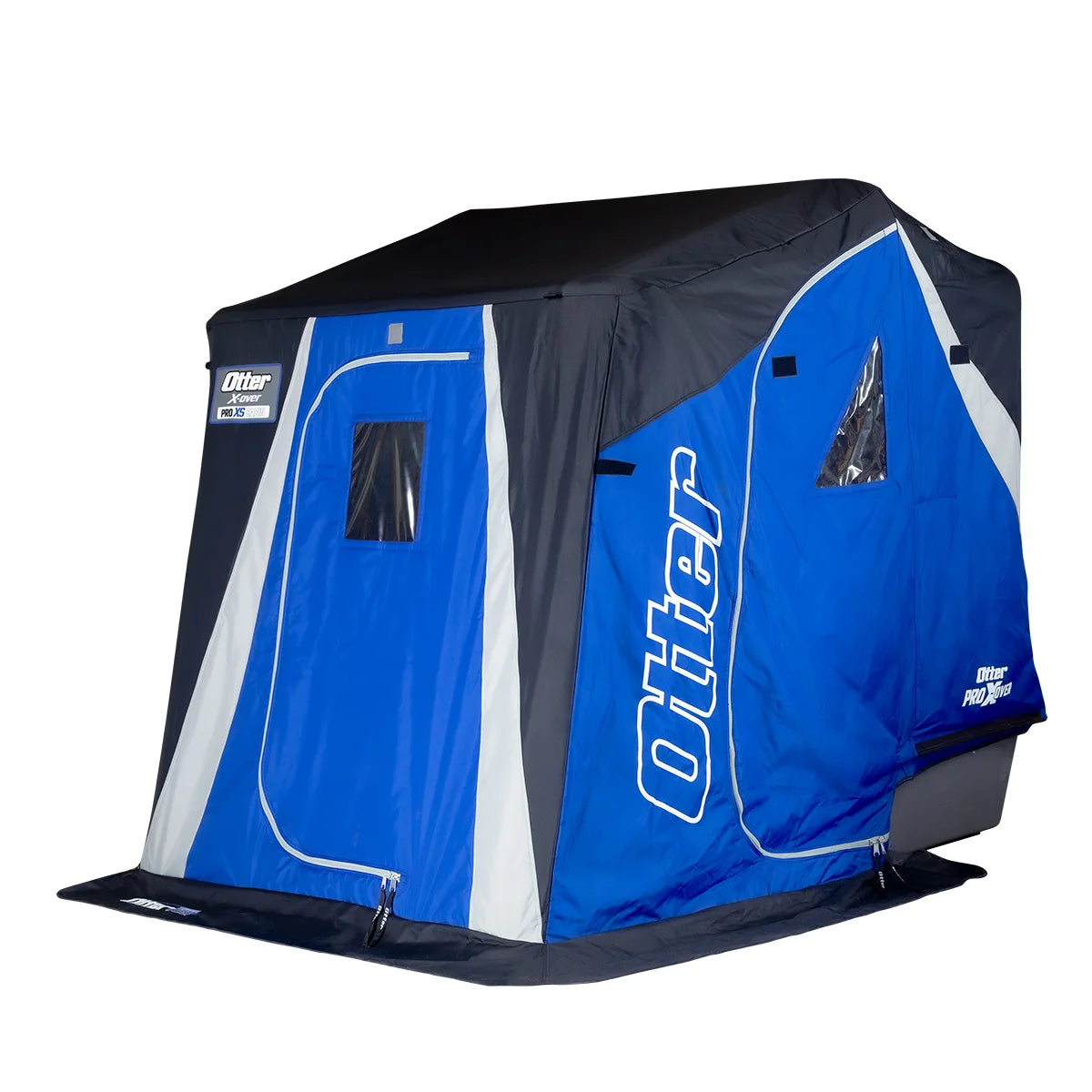 Otter Pro XS Cabin X-Over ice fishing shelter - 45 degree left side exterior view
