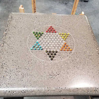 Stone Age Concrete Outdoor Chinese Checkers Table - Freestanding