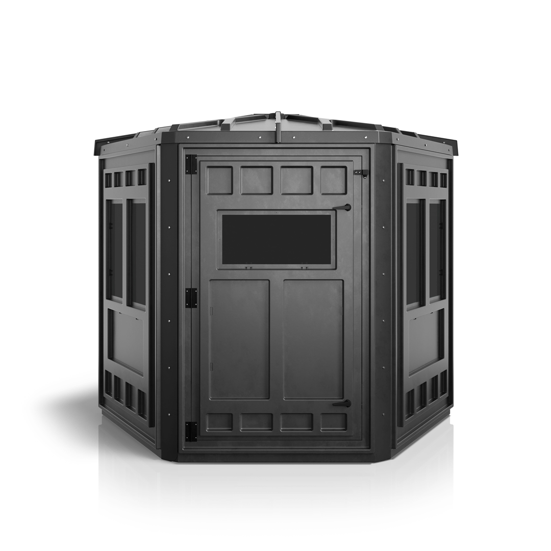 Maverick Booner 6-Panel Hunting Blind front view with tinted plexiglass windows