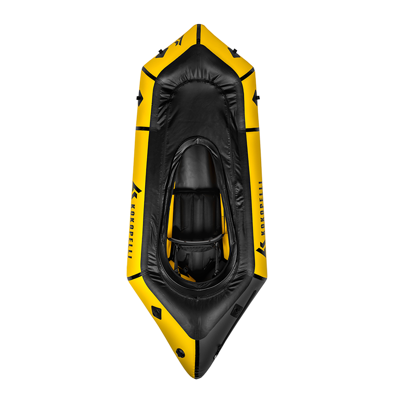 Kokopelli Rogue R-Deck Yellow packraft with TiZip zipper - full view