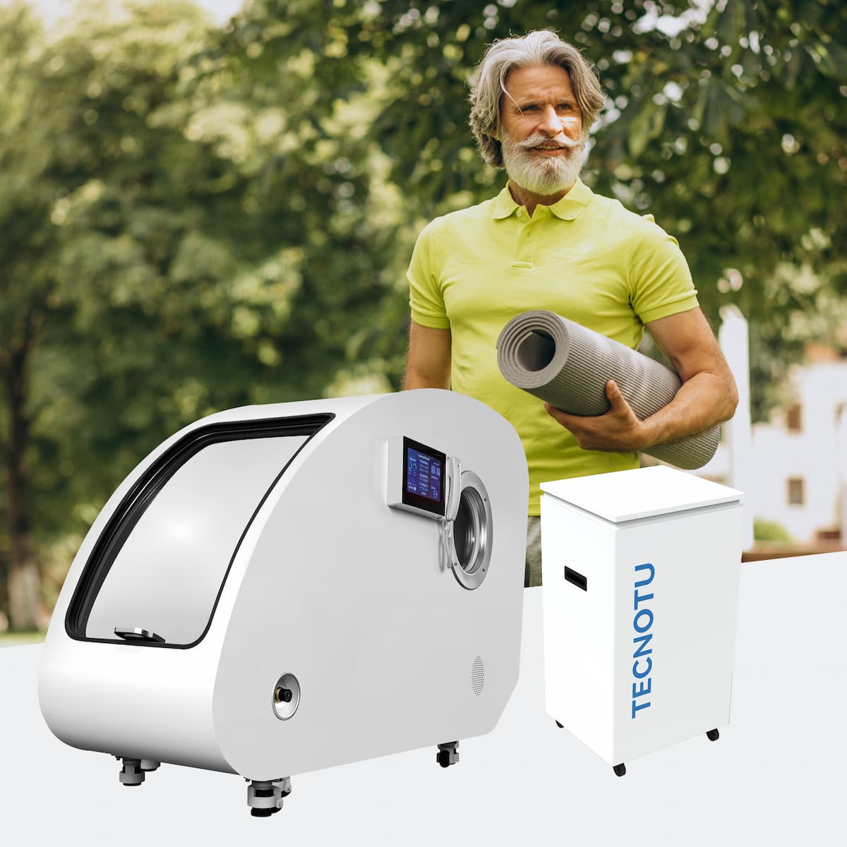 TecnoSit Ultra 2.0ATA hard shell hyperbaric oxygen chamber exterior view
