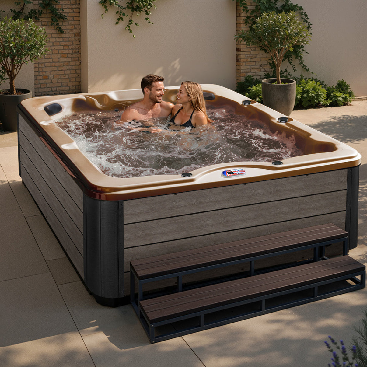 American Spas AMZ740L Lounger Spa in Champagne Dreams interior - environment lifestyle view