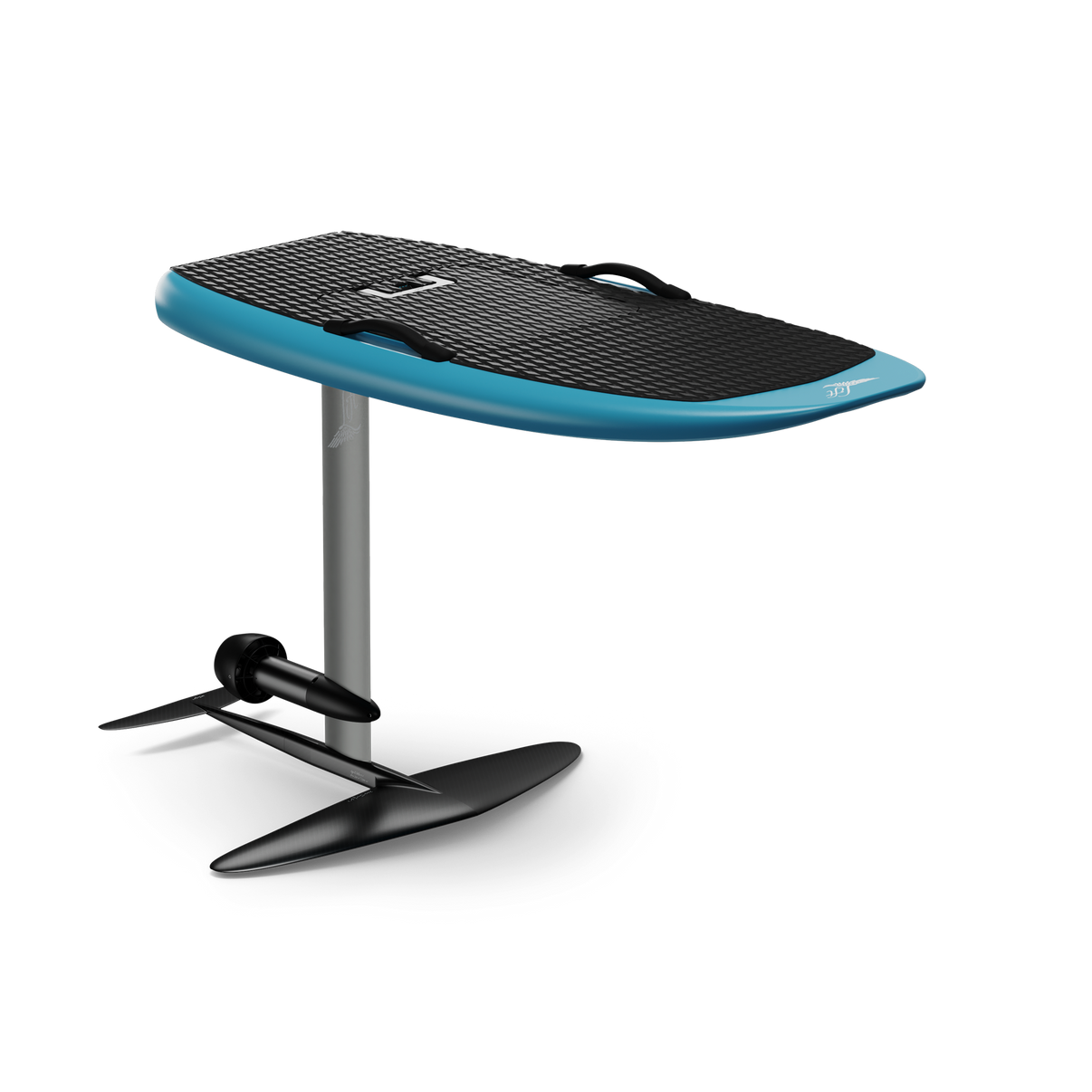 Lift Foils 4'9 LIFT5 F Sport eFoil in Tide Pool Blue - full isometric view with shadow