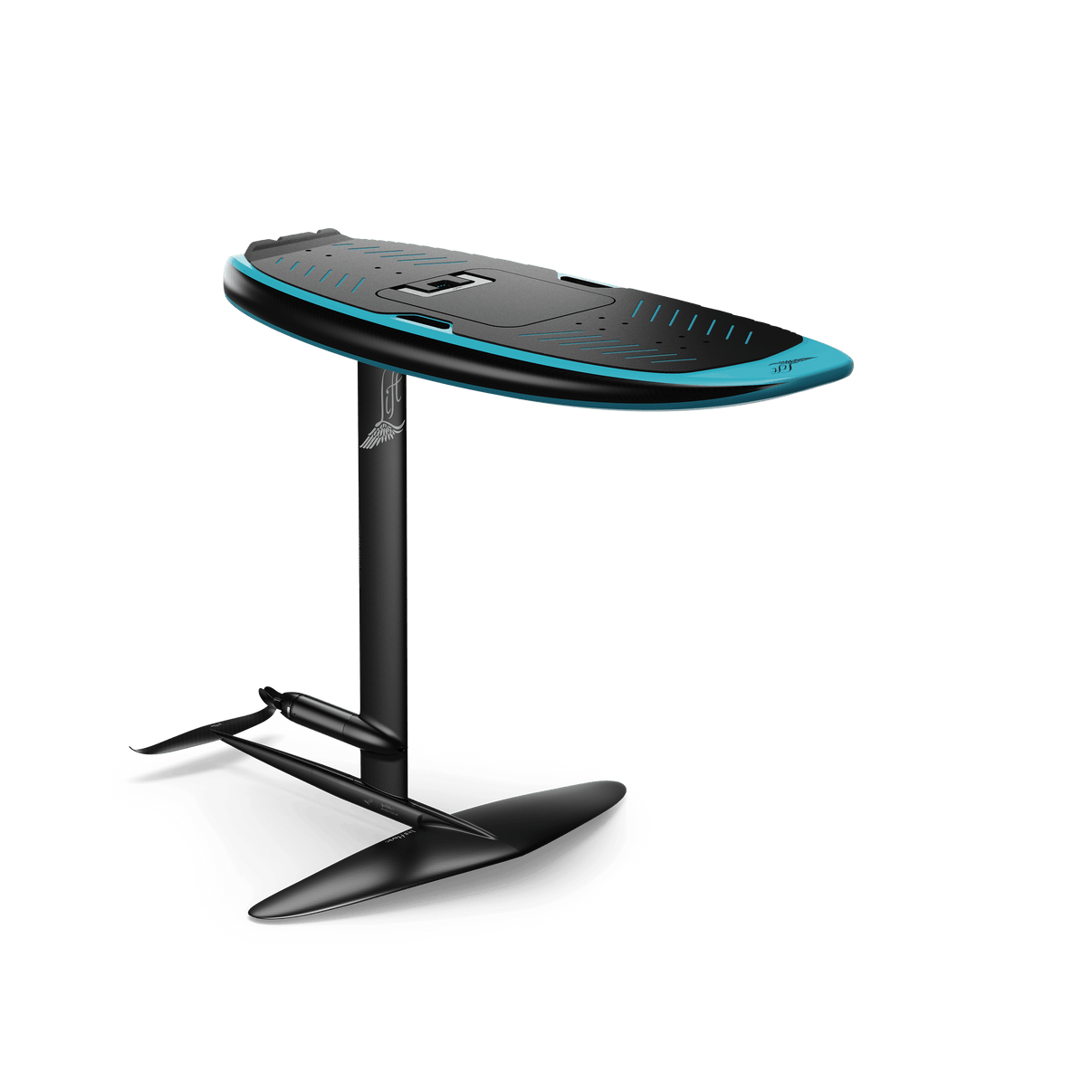 Lift Foils 4'3 LIFTX eFoil complete package in Spark Blue finish - isometric view with shadow