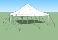 Ohenry 20x20 High Peak Pole Tent - full exterior view of white party tent
