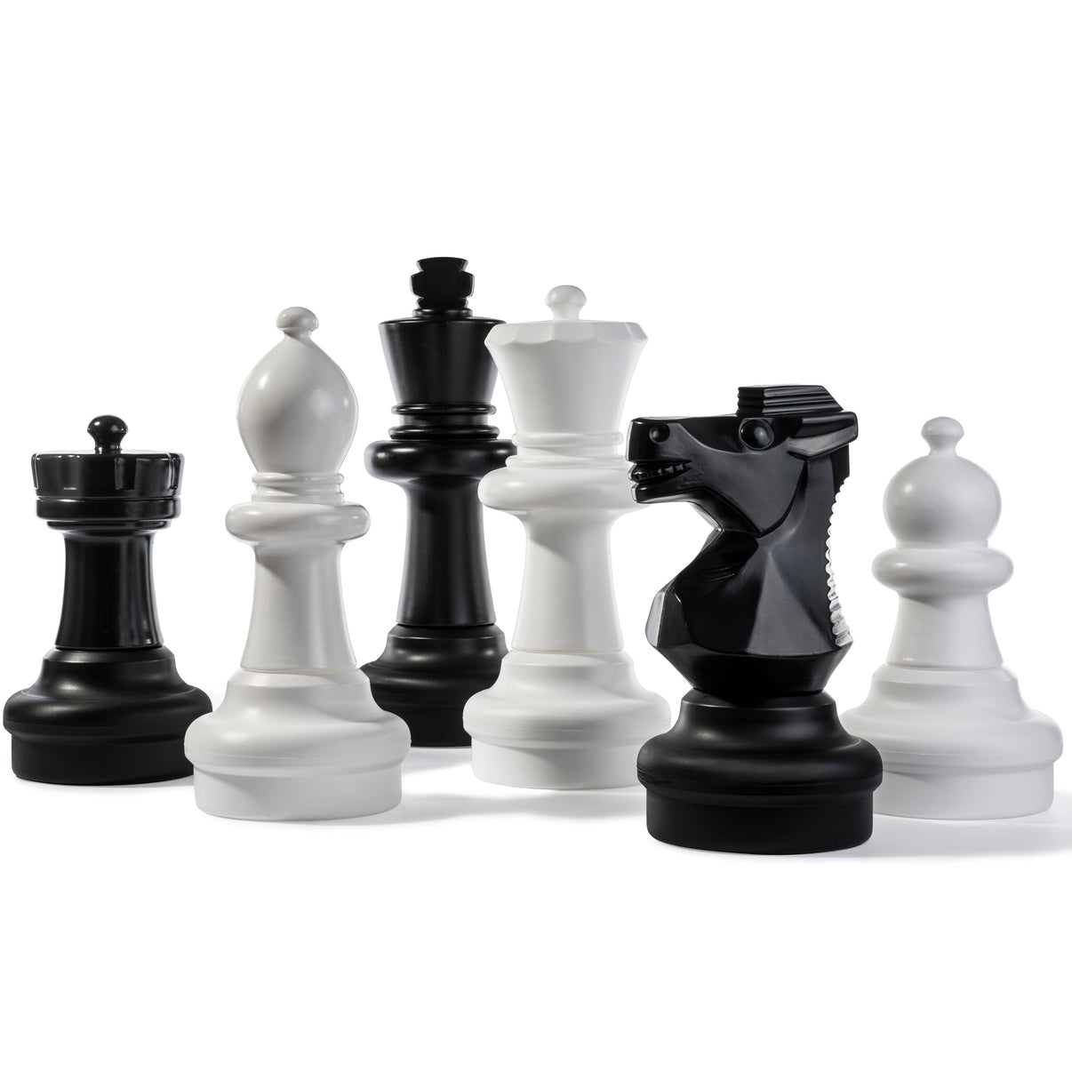 Kettler Giant Chess Pieces - oversized black and white resin chess pieces ranging from 17 to 25 inches tall