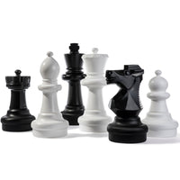 Kettler Giant Chess Pieces - oversized black and white resin chess pieces ranging from 17 to 25 inches tall