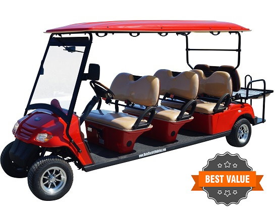 MotoEV Electro Neighborhood Buddy 8 Passenger Golf Cart front view