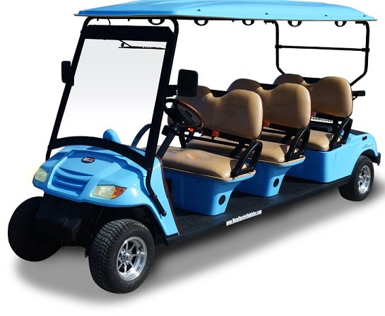 MotoEV 6 Passenger Forward Facing Street Legal Golf Cart front view
