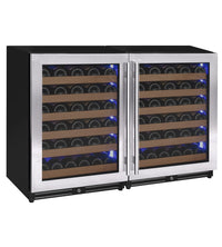 Allavino Reserva Series 112 Bottle Undercounter Wine Refrigerator Cooler with Stainless Steel Doors - Side-by-Side