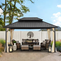 Ainfox 12x16Ft Patio Gabezo Outdoor Canopy with Mosquito Netting