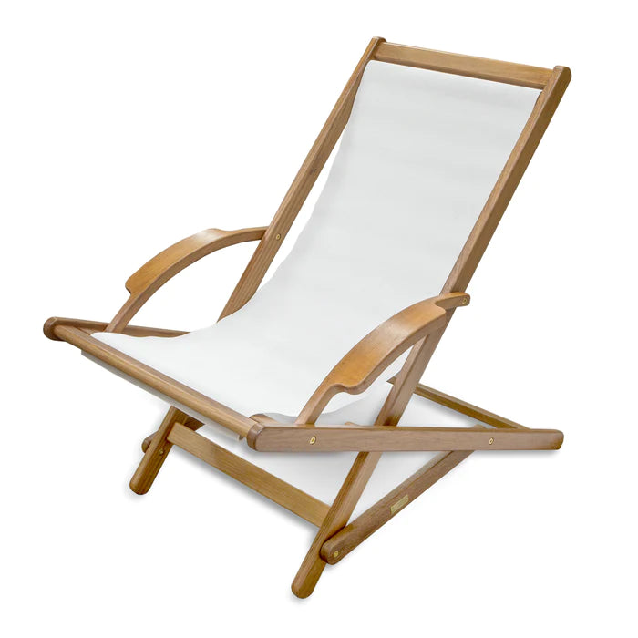 Whitecap teak sun chair side profile showing depth and oiled teak finish