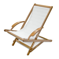 Whitecap teak sun chair side profile showing depth and oiled teak finish