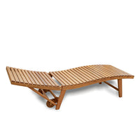 Whitecap 80 inch premium grade teak pool lounge chair with oiled finish and adjustable back - full view