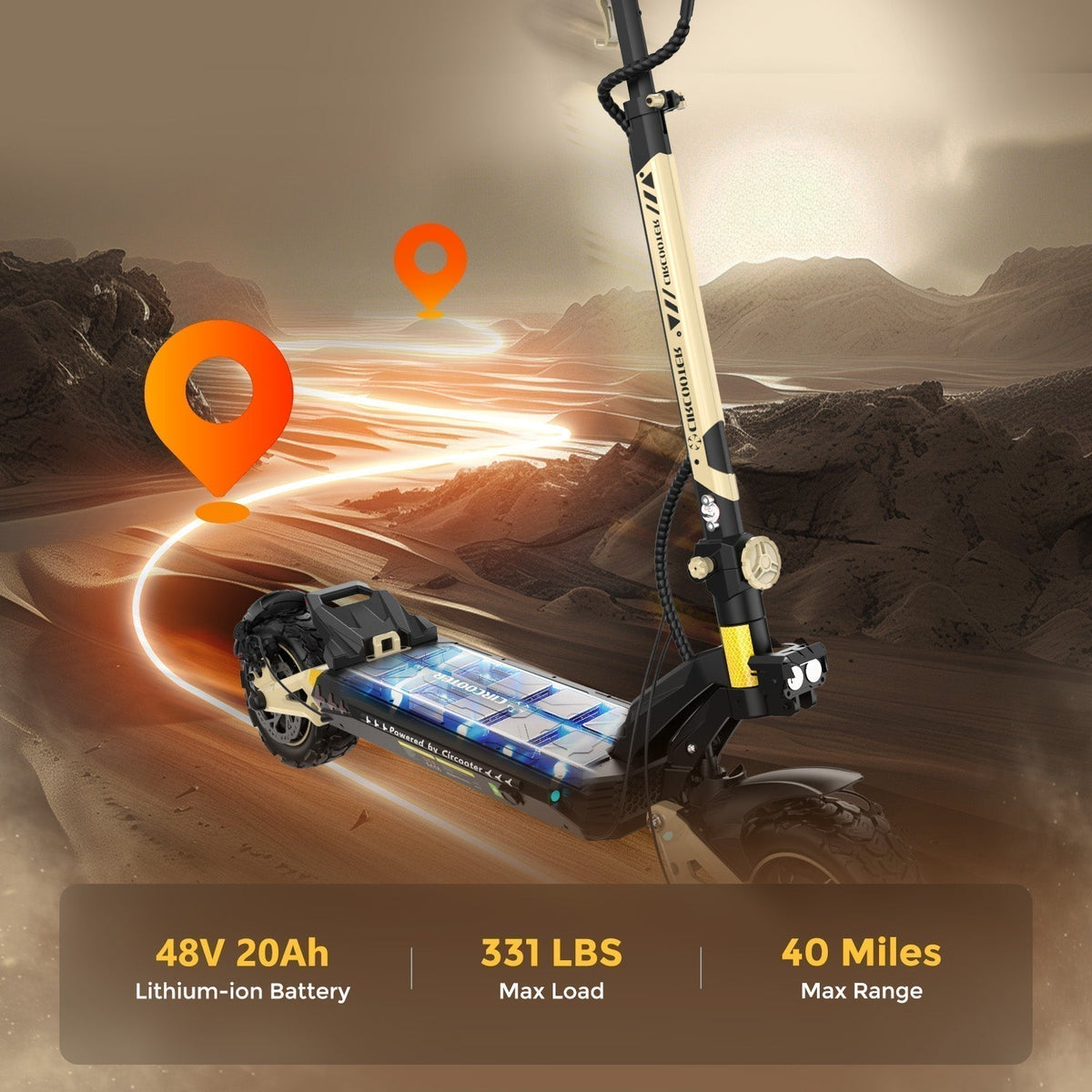 Circooter Cruiser Pro electric scooter - hero shot featuring fastest e-scooter model