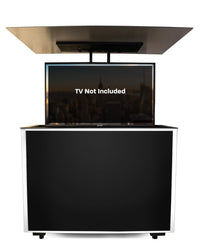 MirageVision 43-inch Outdoor Premium TV Lift Cabinet - White Exterior with Black Trim