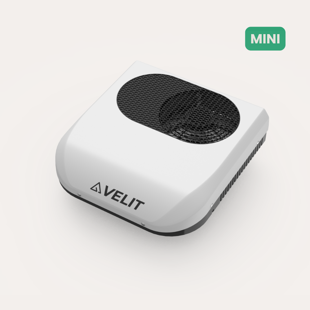 Velit 2000R Mini rooftop air conditioner - white finish hero view