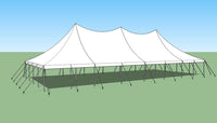 Ohenry 30' x 70' high peak pole tent set up as an elegant party tent for outdoor events