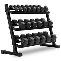 10-Pairs, 5 to 50 lbs. Hex Dumbbells Includes 3-Tier Storage Rack by XMARK
