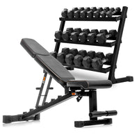 5-50 lb Hex Dumbbell Set with Rack and Weight Bench by XMARK
