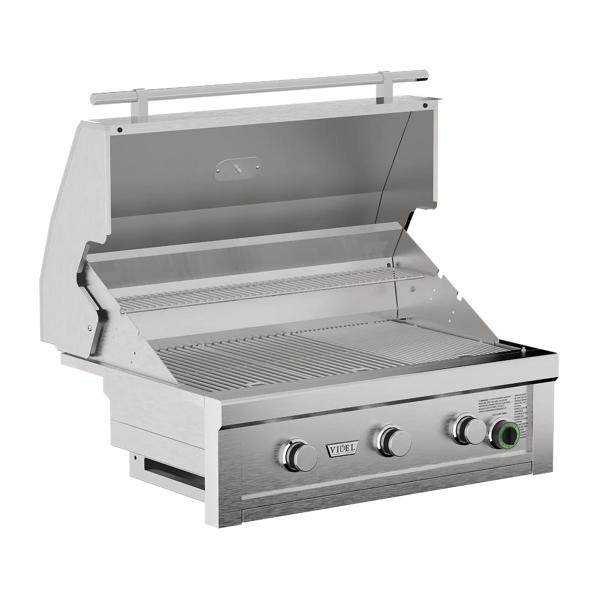 Videl 36-inch Commercial Premium Built-In Outdoor Grill with three Onyx Pro burners and built-in timer