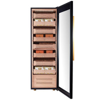 Afidano 2500 Count Electric Cigar Humidor - front view open showing Spanish cedar drawers