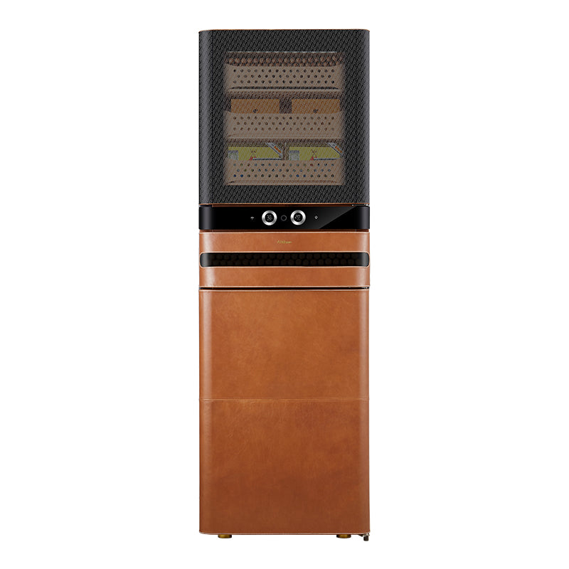 Afidano 2200 Ct Cigar Humidor front view with genuine leather exterior