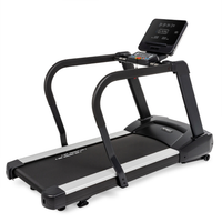 Spirit Fitness 4.0T Rehab Treadmill - front view with full-length handrails and LED console