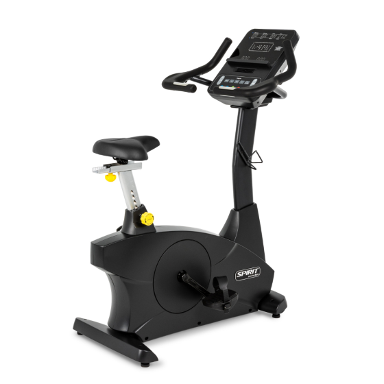 Spirit Rehab 4.0U Upright Bike - front view, black frame