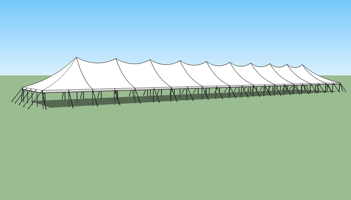Ohenry 40' x 220' High Peak Pole Tent technical sketch and dimensions